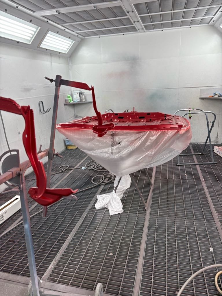 Panels freshly coated in the Axalta waterborne paint system